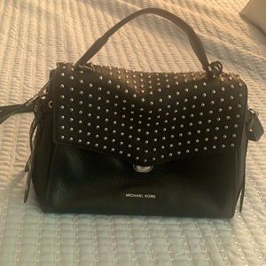 Michael Kors black purse with silver rhinestones